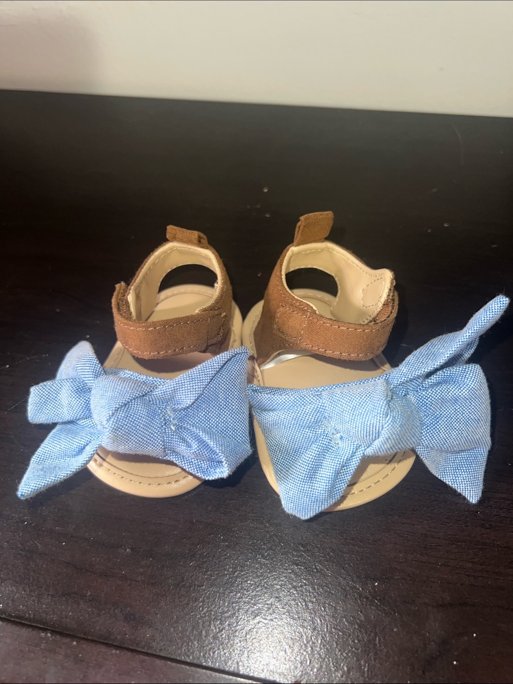 Target Kids Brown and Light Blue Bow Sandals